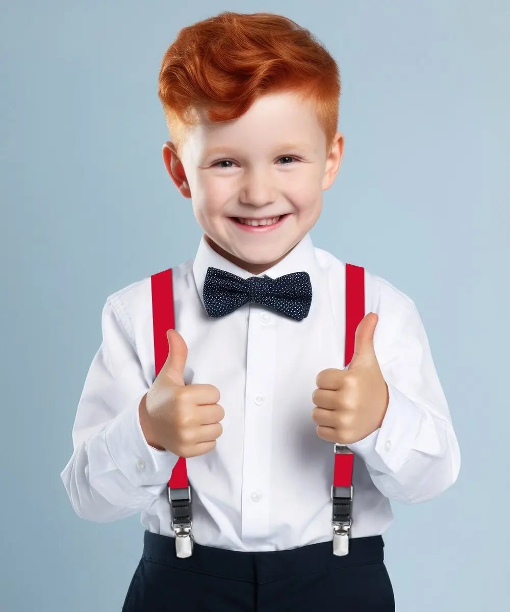 Vittorio Farina Boy's Clip End Suspender with Silver Hardware in Gift Box: 70% Polyester & 30% - Suits You Sir - Red - 