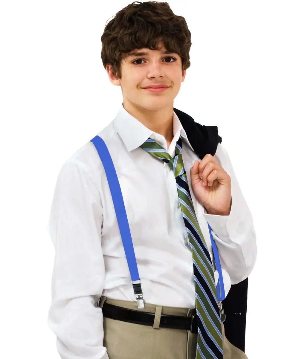 Vittorio Farina Boy's Clip End Suspender with Silver Hardware in Gift Box: 70% Polyester & 30% - Suits You Sir - Royal Blue - 