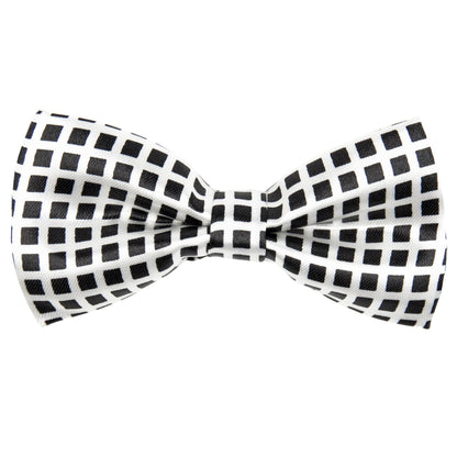 Vittorio Farina Boy's Design Satin Bow Tie - Suits You Sir - Black and White Checkerboard - 