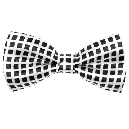 Vittorio Farina Boy's Design Satin Bow Tie - Suits You Sir - Black and White Checkerboard - 