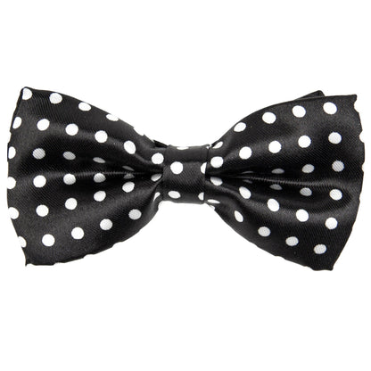 Vittorio Farina Boy's Design Satin Bow Tie - Suits You Sir - Black and White Polka Dot - 