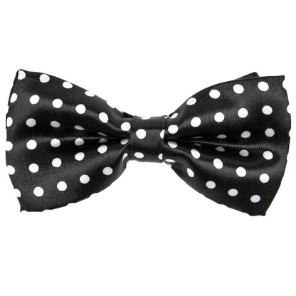 Vittorio Farina Boy's Design Satin Bow Tie - Suits You Sir - Black and White Polka Dot - 