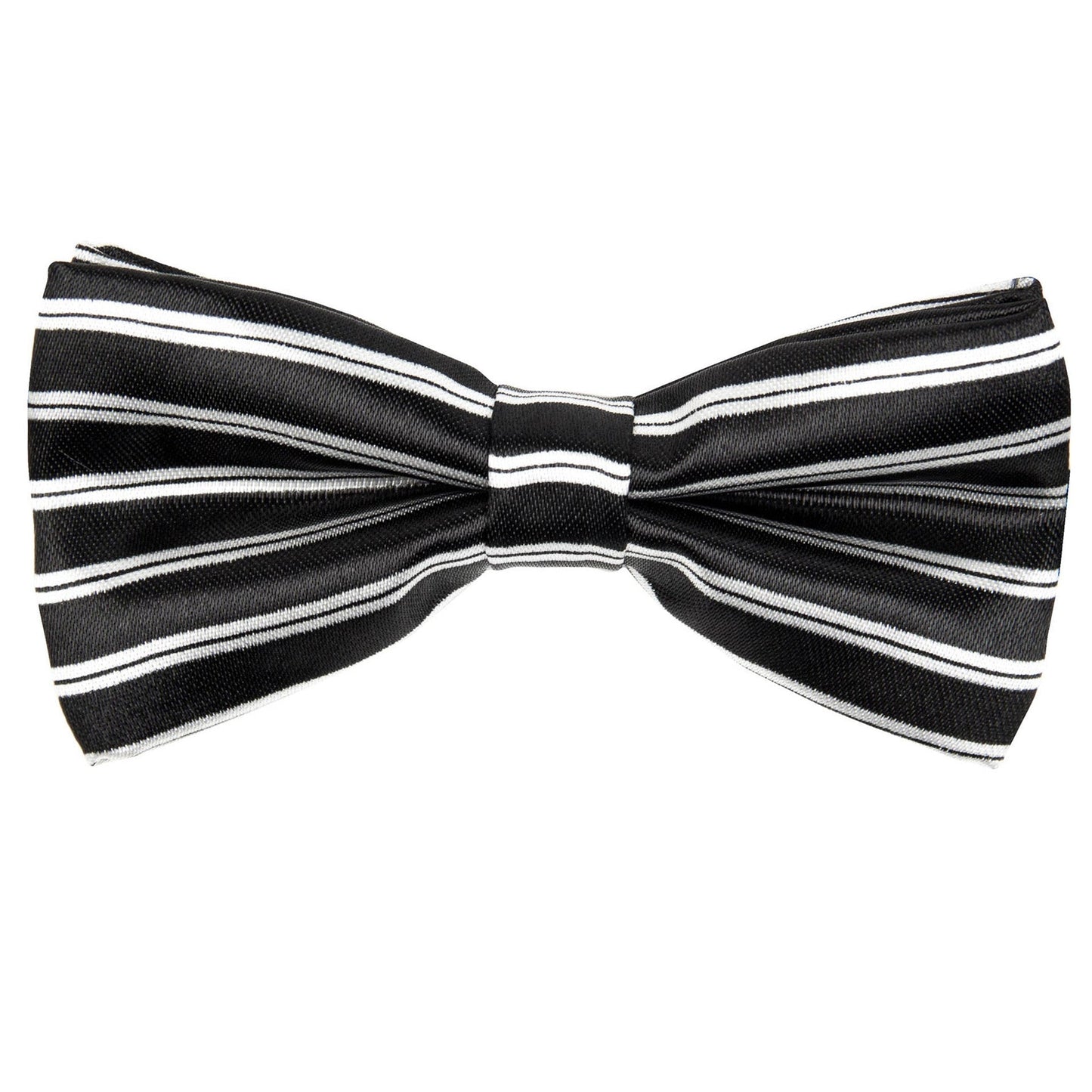 Vittorio Farina Boy's Design Satin Bow Tie - Suits You Sir - Black and White Stripes - 