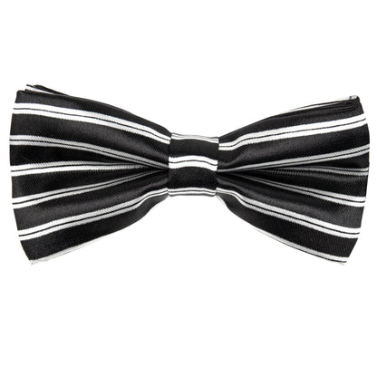 Vittorio Farina Boy's Design Satin Bow Tie - Suits You Sir - Black and White Stripes - 