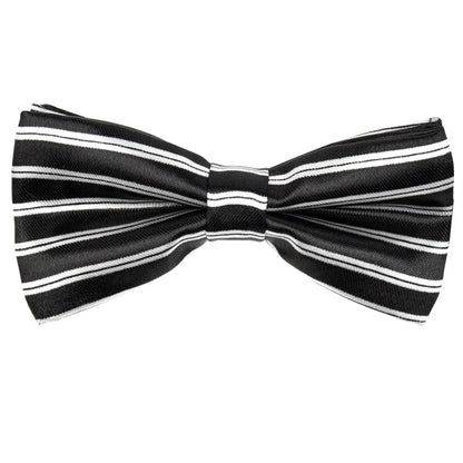 Vittorio Farina Boy's Design Satin Bow Tie - Suits You Sir - Black and White Stripes - 
