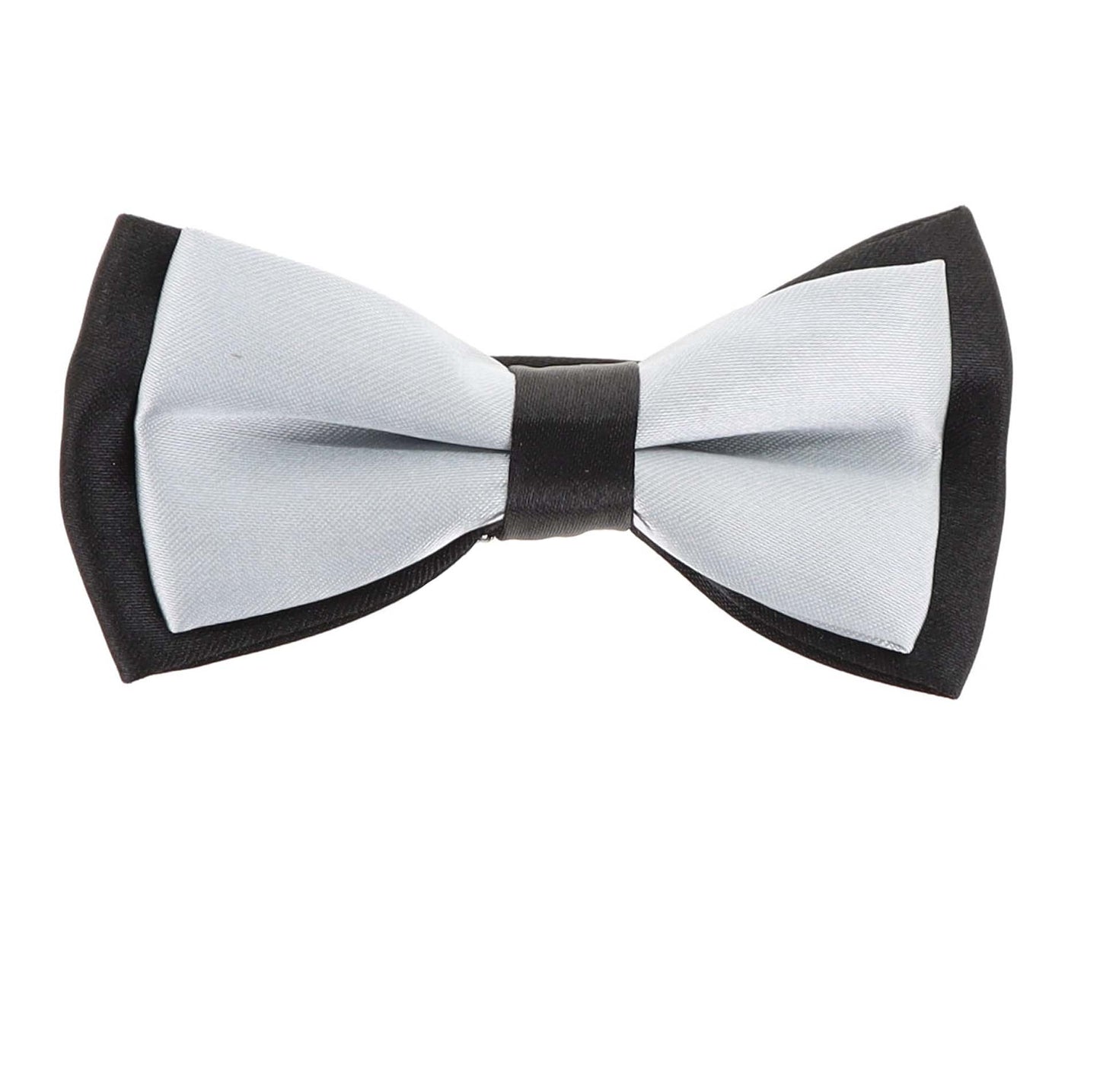Vittorio Farina Boy's Design Satin Bow Tie - Suits You Sir - Gray and Black Fold - 