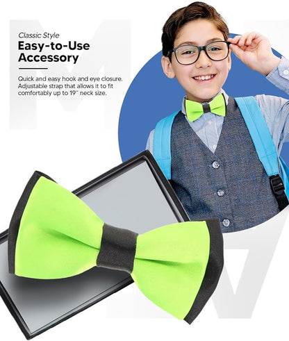 Vittorio Farina Boy's Design Satin Bow Tie - Suits You Sir - Green and Black Fold - 