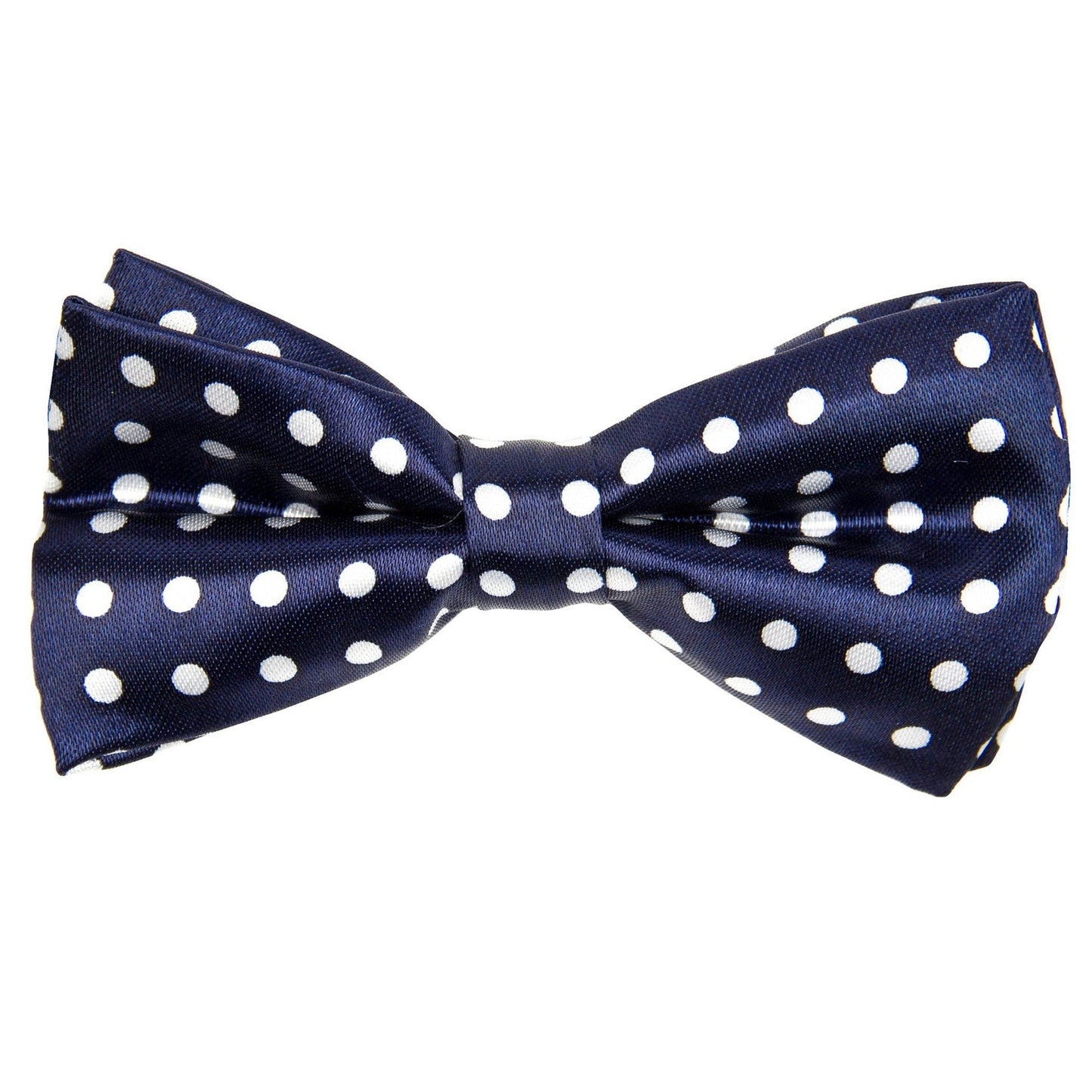 Vittorio Farina Boy's Design Satin Bow Tie - Suits You Sir - Navy Blue and White Polka Dot - 