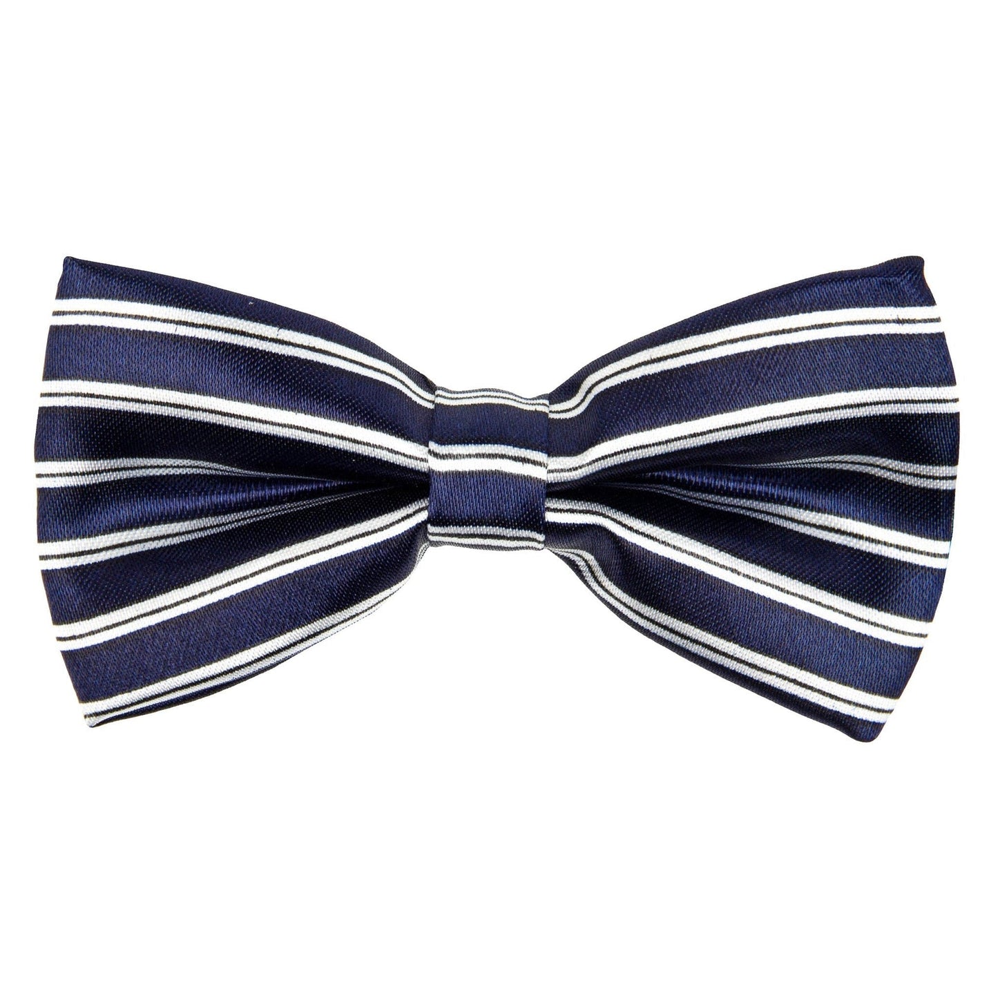 Vittorio Farina Boy's Design Satin Bow Tie - Suits You Sir - Navy Blue and White Stripes - 