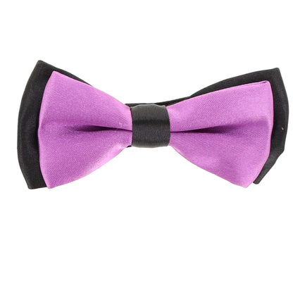 Vittorio Farina Boy's Design Satin Bow Tie - Suits You Sir - Purple and Black Fold - 