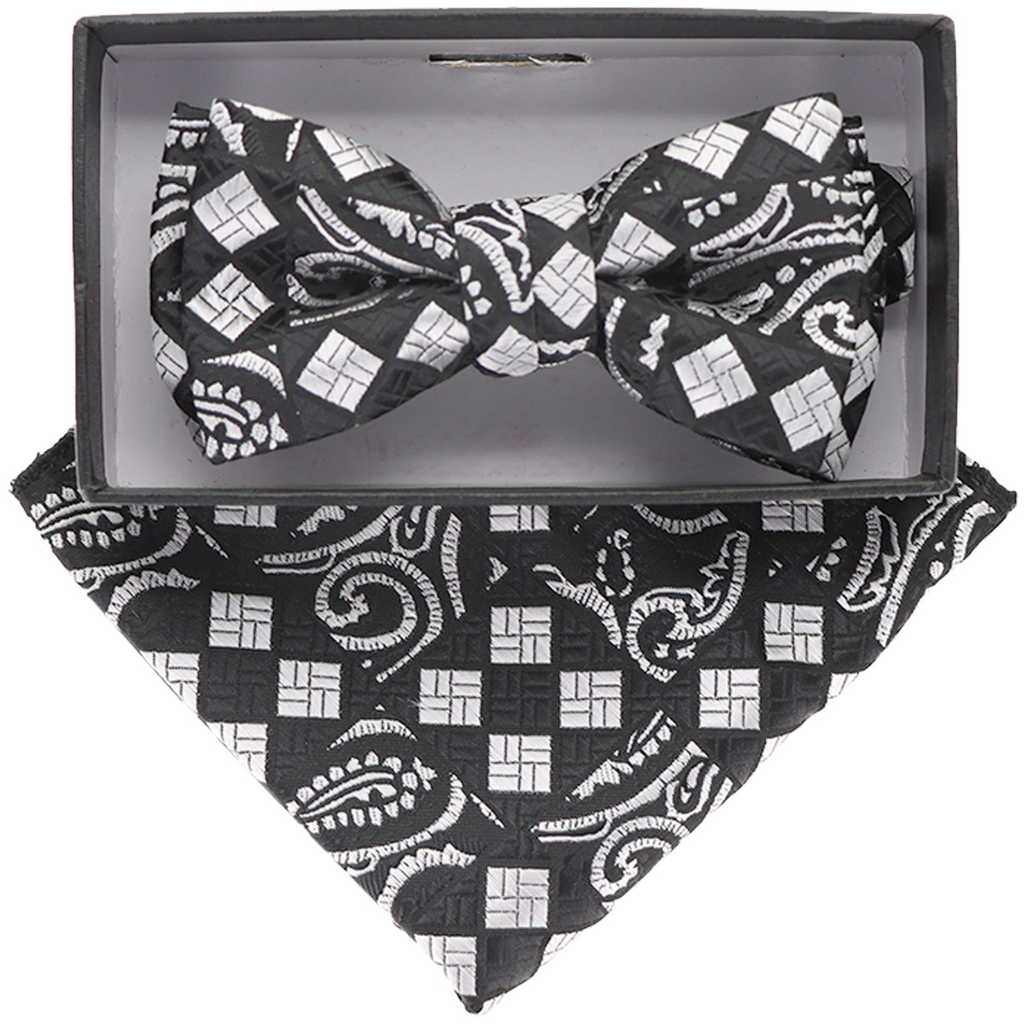 Vittorio Farina Boy's Floral Print Design Bow Tie & Pocket Square in Gift Box - Suits You Sir - KBH - 067 - 