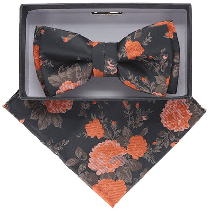 Vittorio Farina Boy's Floral Print Design Bow Tie & Pocket Square in Gift Box - Suits You Sir - KBH - 082 - 