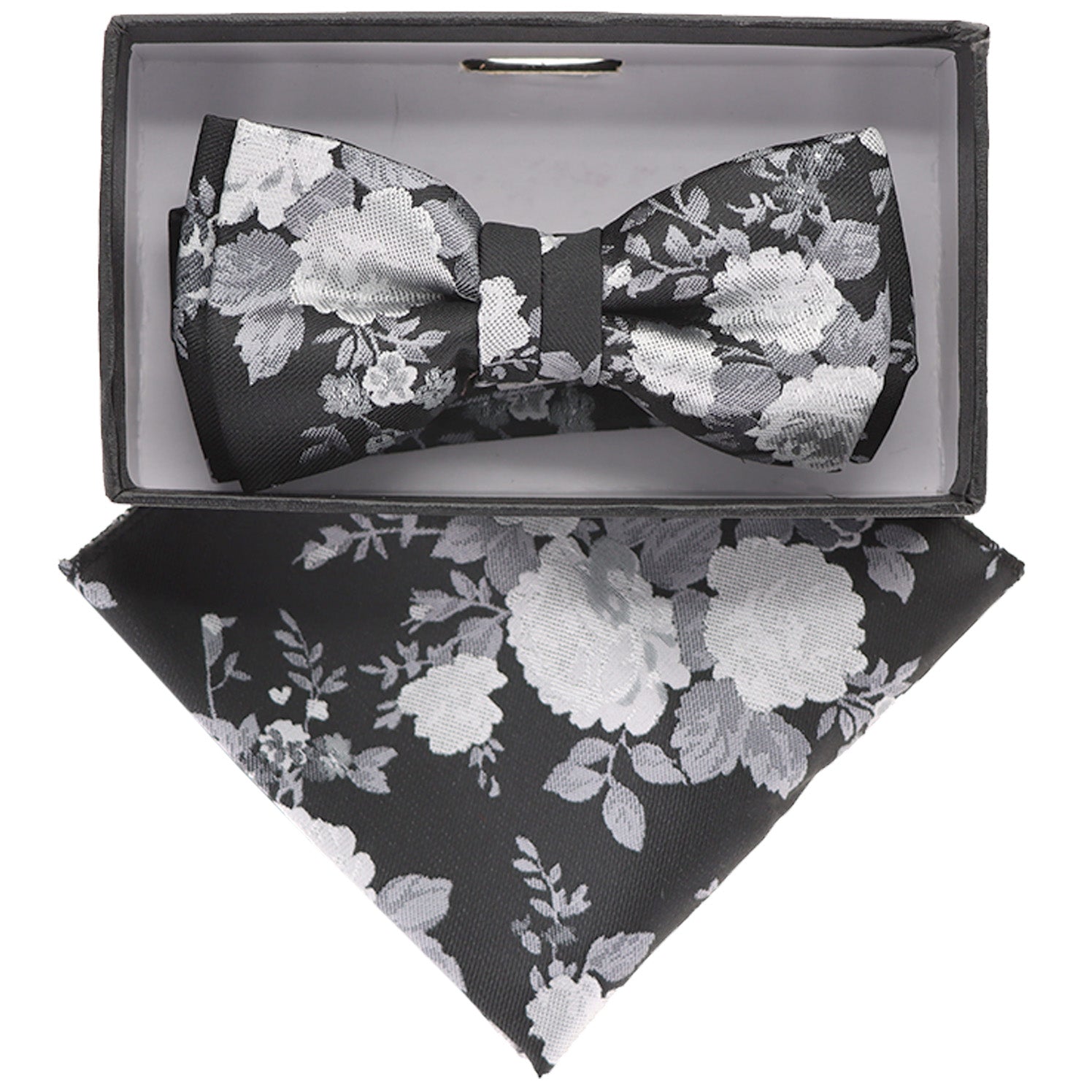 Vittorio Farina Boy's Floral Print Design Bow Tie & Pocket Square in Gift Box - Suits You Sir - KBH - 084 - 