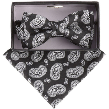 Vittorio Farina Boy's Floral Print Design Bow Tie & Pocket Square in Gift Box - Suits You Sir - KBH - 21003 - 
