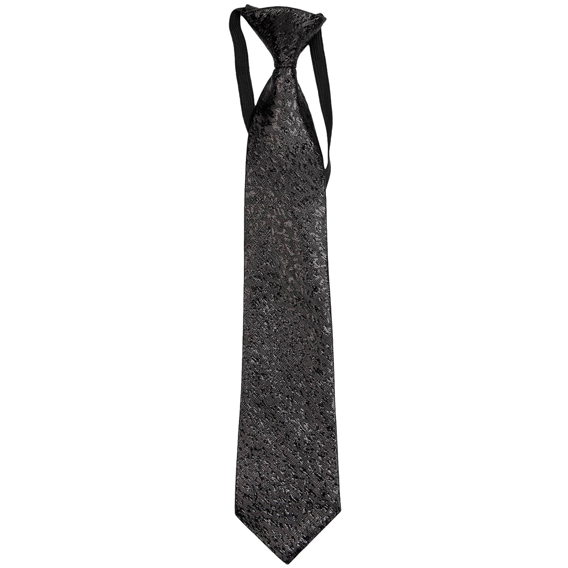 Vittorio Farina Boy's Metallic Elastic Necktie - Suits You Sir - Black - 
