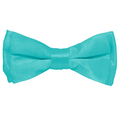 Vittorio Farina Boy's Pretied Solid Silky Satin Bow Tie - Suits You Sir - Aqua - 