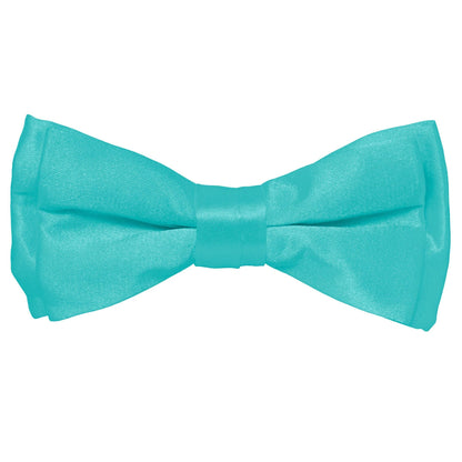 Vittorio Farina Boy's Pretied Solid Silky Satin Bow Tie - Suits You Sir - Aqua - 