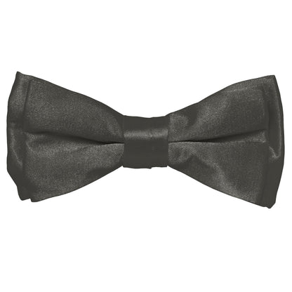 Vittorio Farina Boy's Pretied Solid Silky Satin Bow Tie - Suits You Sir - Charcoal - 