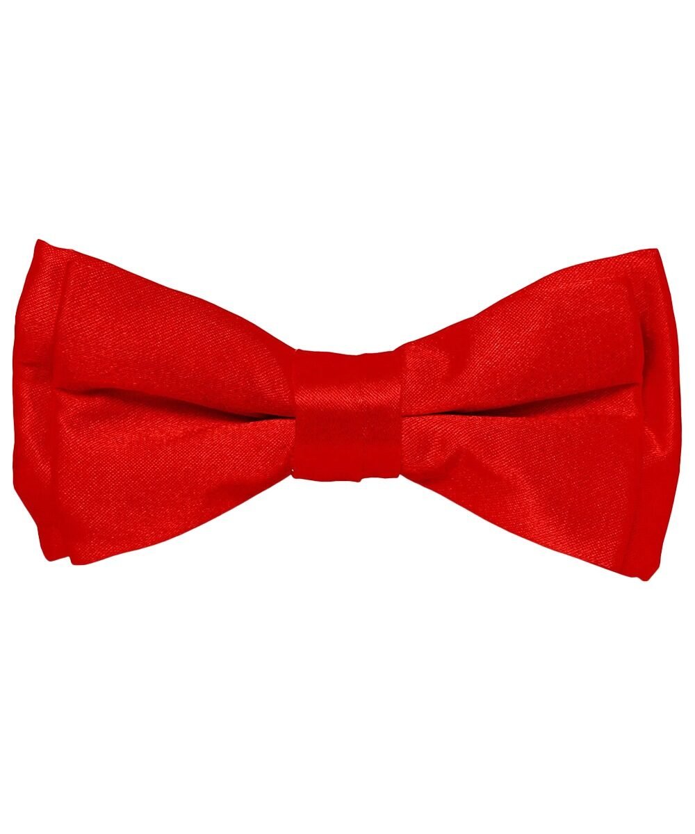 Vittorio Farina Boy's Pretied Solid Silky Satin Bow Tie - Suits You Sir - Red - 