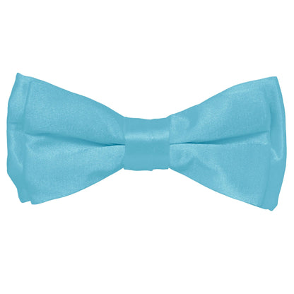Vittorio Farina Boy's Pretied Solid Silky Satin Bow Tie - Suits You Sir - Turquoise - 