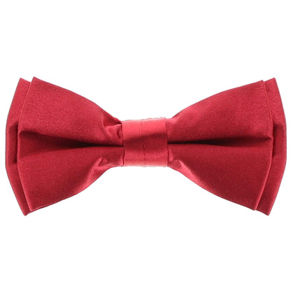 Vittorio Farina Boy's Pretied Solid Silky Satin Bow Tie - Suits You Sir - Wine - 