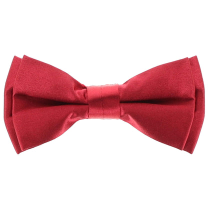 Vittorio Farina Boy's Pretied Solid Silky Satin Bow Tie - Suits You Sir - Wine - 