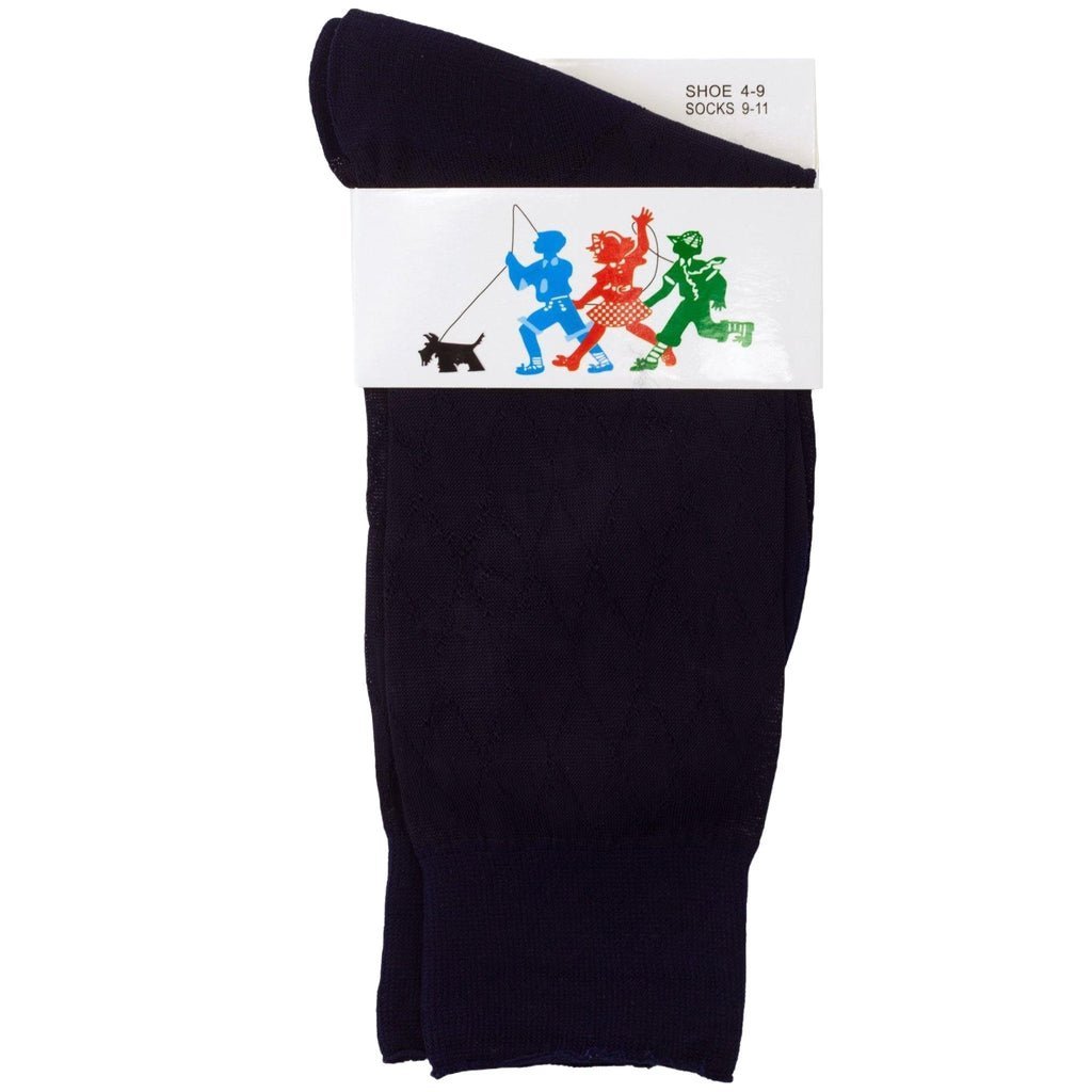 Vittorio Farina Boy's Ribbed Shear Nylon Anklet Dress Socks - Suits You Sir - Navy Blue - 7 to 8