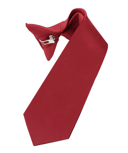 Vittorio Farina Boy's Satin Clip Necktie - Suits You Sir - Burgundy - 16 - in