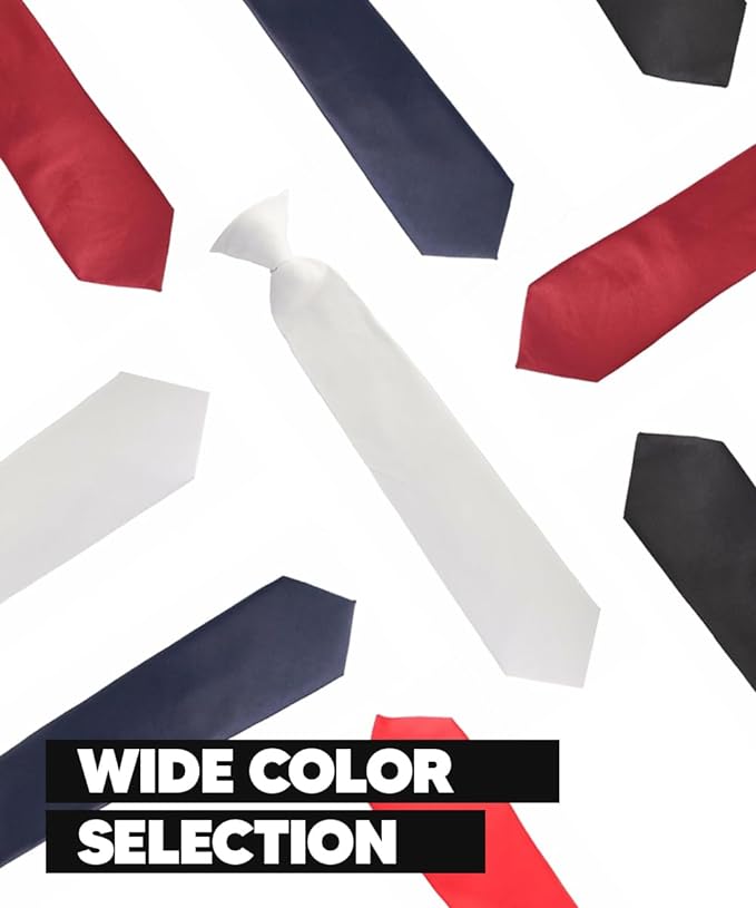 Vittorio Farina Boy's Satin Clip Necktie - Suits You Sir - Navy Blue - 16 - in