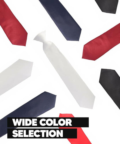 Vittorio Farina Boy's Satin Clip Necktie - Suits You Sir - Navy Blue - 16 - in