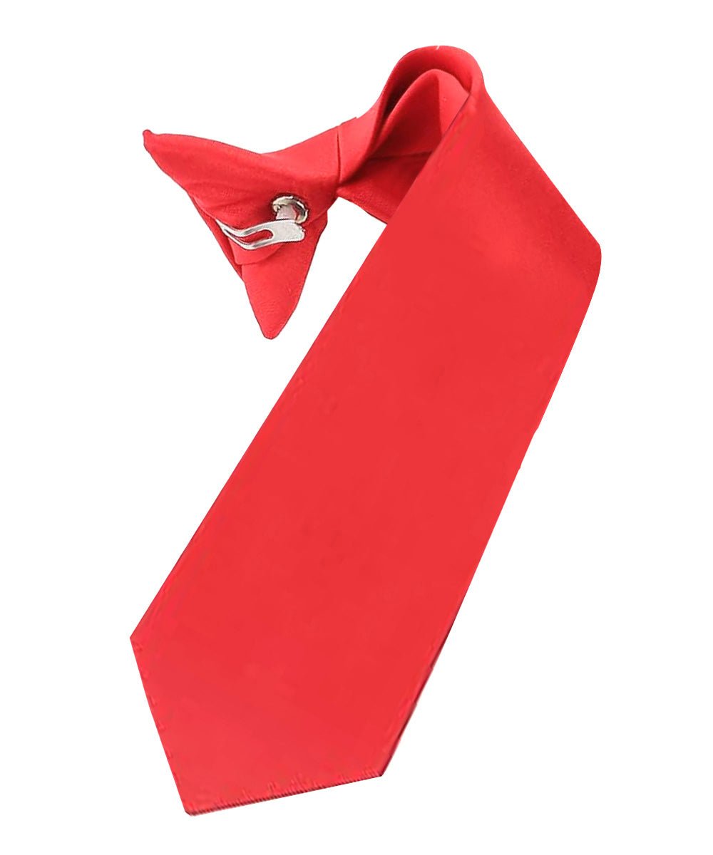 Vittorio Farina Boy's Satin Clip Necktie - Suits You Sir - Red - 16 - in