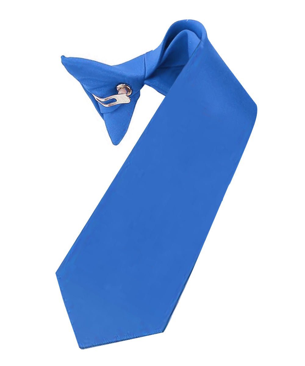 Vittorio Farina Boy's Satin Clip Necktie - Suits You Sir - Royal Blue - 16 - in