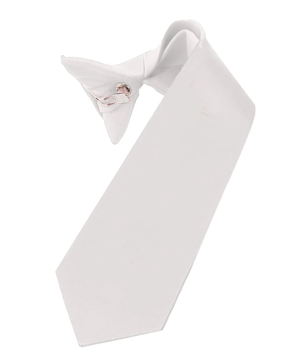 Vittorio Farina Boy's Satin Clip Necktie - Suits You Sir - White - 16 - in