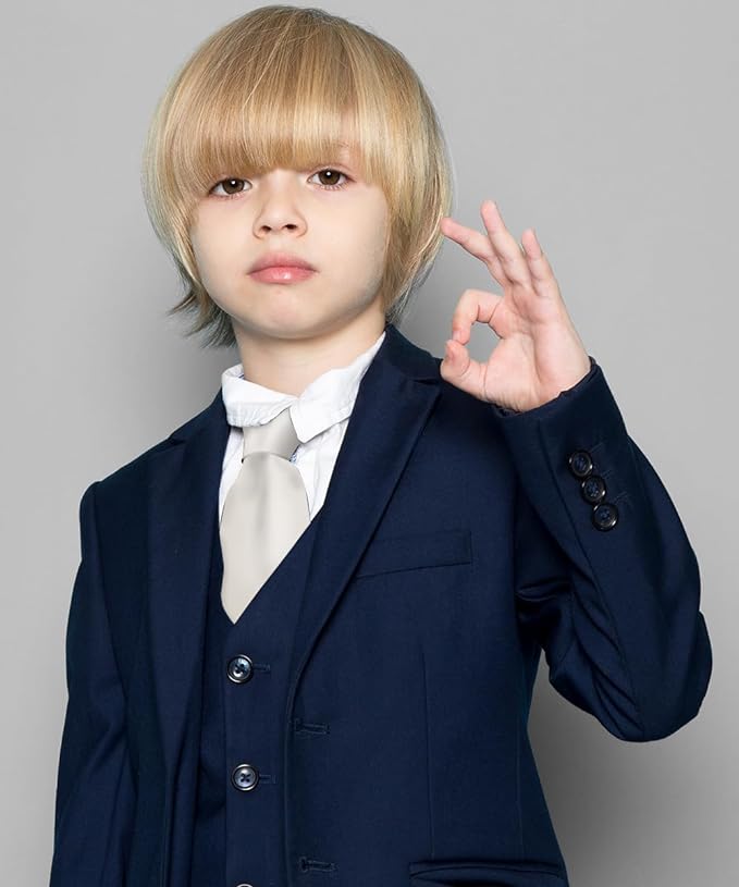 Vittorio Farina Boy's Satin Clip Necktie - Suits You Sir - White - 16 - in