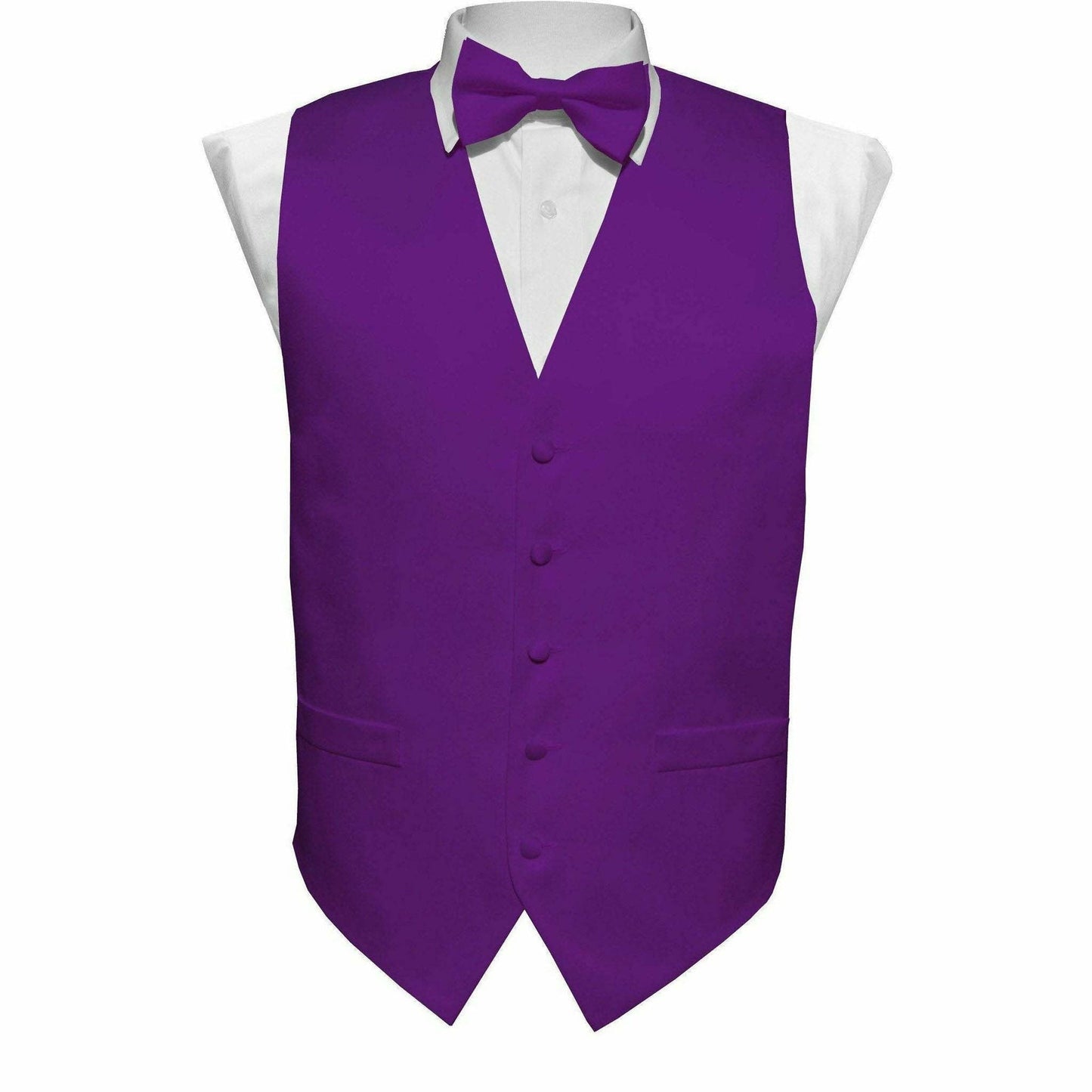 Vittorio Farina Boy's Satin Vest, Necktie, Bow Tie and Pocket Square Set - Suits You Sir - Purple - S