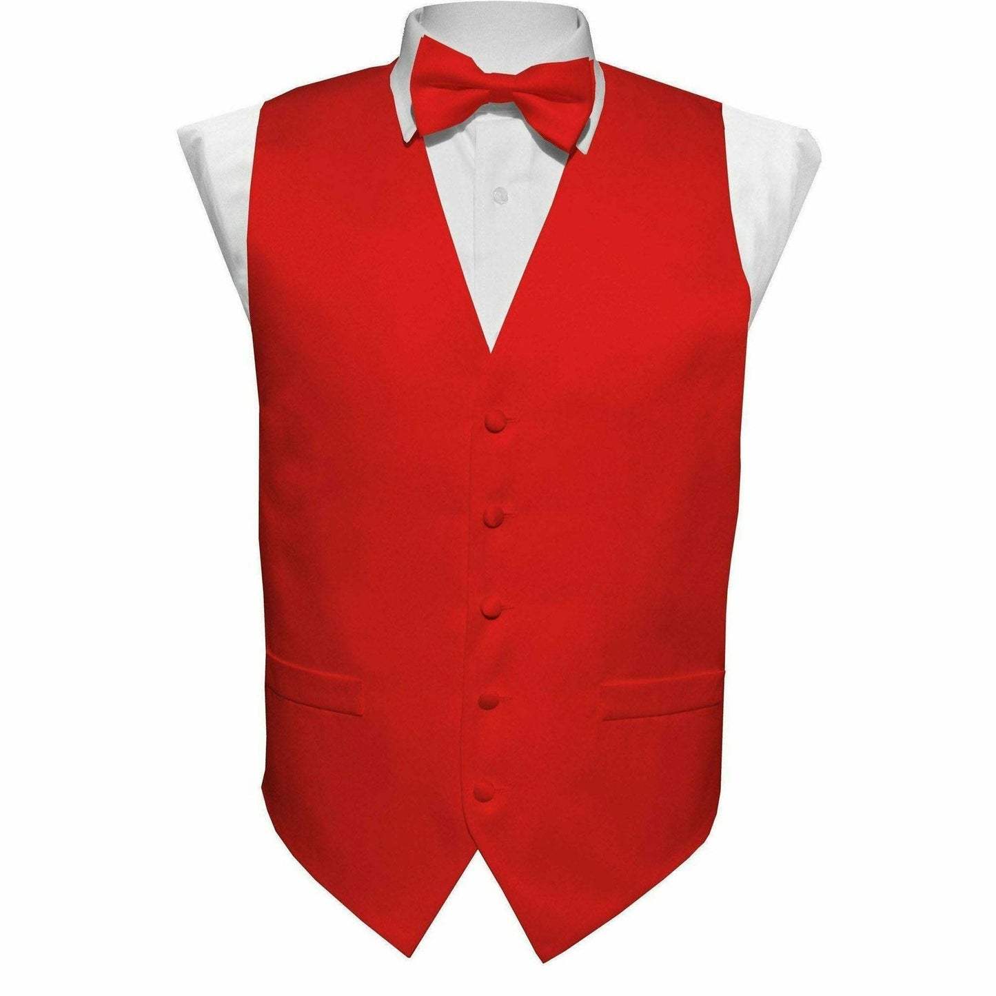 Vittorio Farina Boy's Satin Vest, Necktie, Bow Tie and Pocket Square Set - Suits You Sir - Red - S