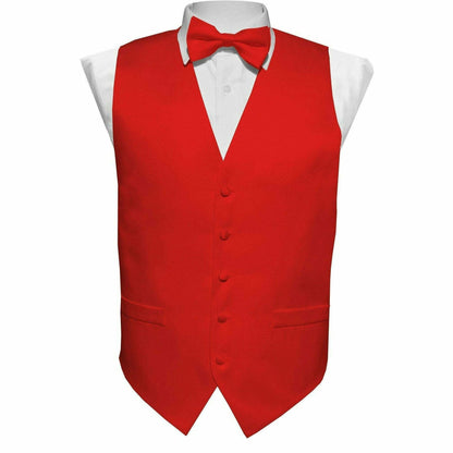 Vittorio Farina Boy's Satin Vest, Necktie, Bow Tie and Pocket Square Set - Suits You Sir - Red - S