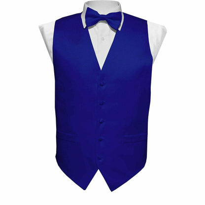 Vittorio Farina Boy's Satin Vest, Necktie, Bow Tie and Pocket Square Set - Suits You Sir - Royal Blue - S