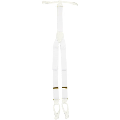 Vittorio Farina Men's Button End Suspender in Gift Box: 70% Polyester & 30% Elastomer - Suits You Sir - White - Gold