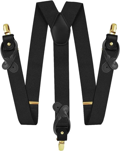 Vittorio Farina Men's Convertible Suspender in Gift Box: 70% Polyester & 30% Elastomer - Suits You Sir - Black - Gold