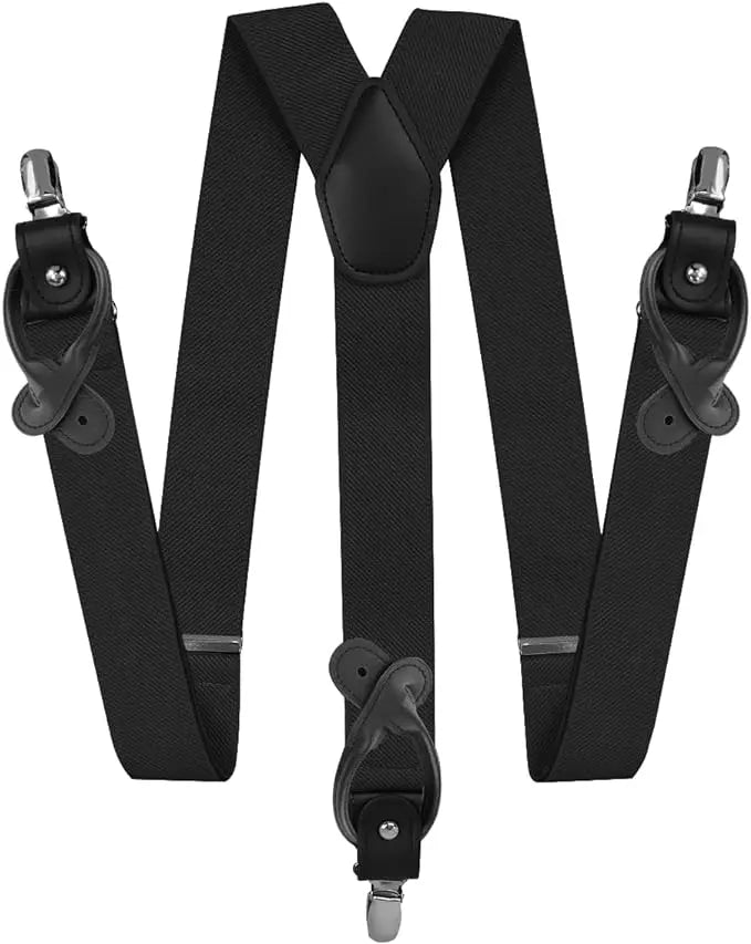 Vittorio Farina Men's Convertible Suspender in Gift Box: 70% Polyester & 30% Elastomer - Suits You Sir - Black - Silver