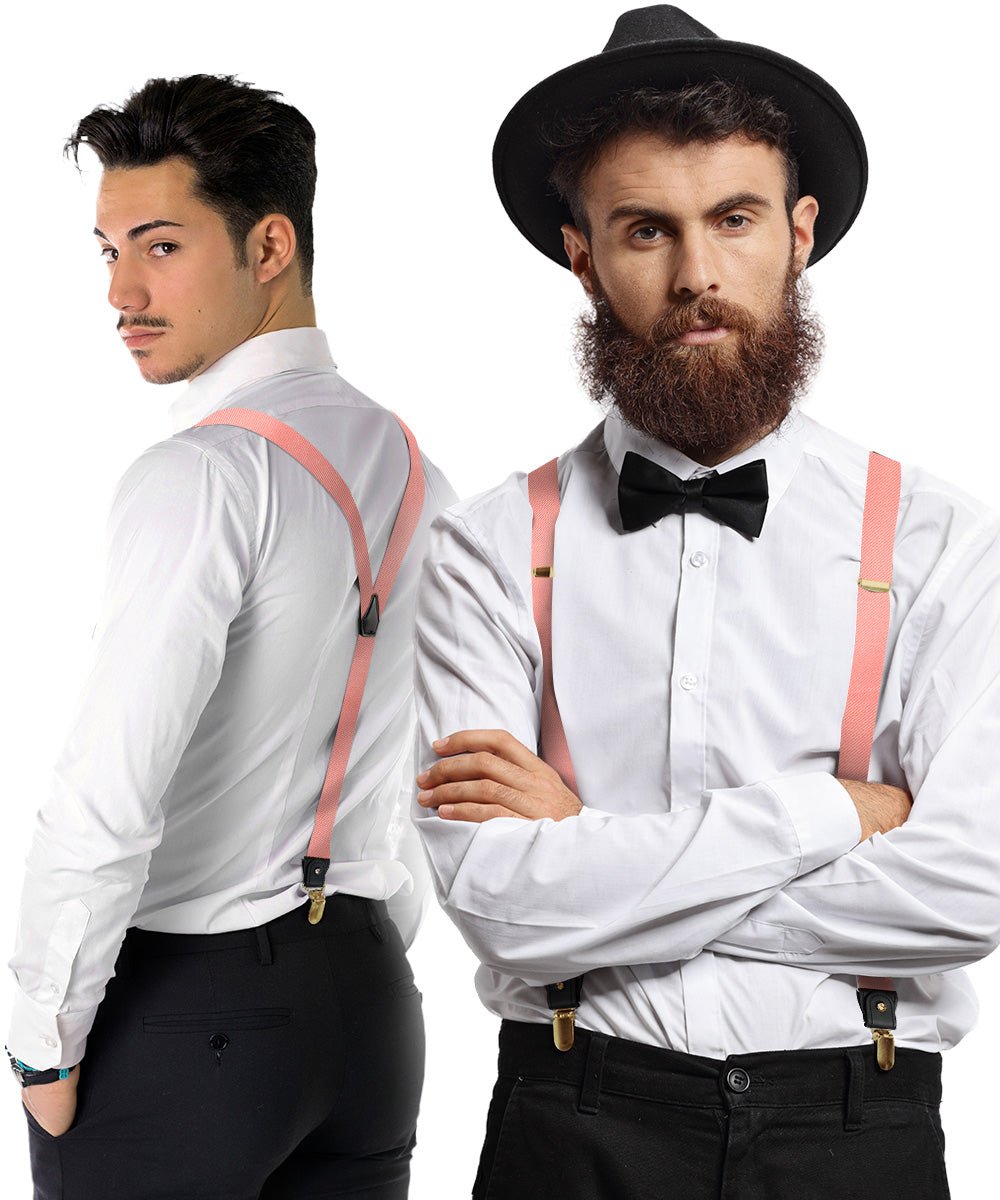 Vittorio Farina Men's Convertible Suspender in Gift Box: 70% Polyester & 30% Elastomer - Suits You Sir - Blush - Gold