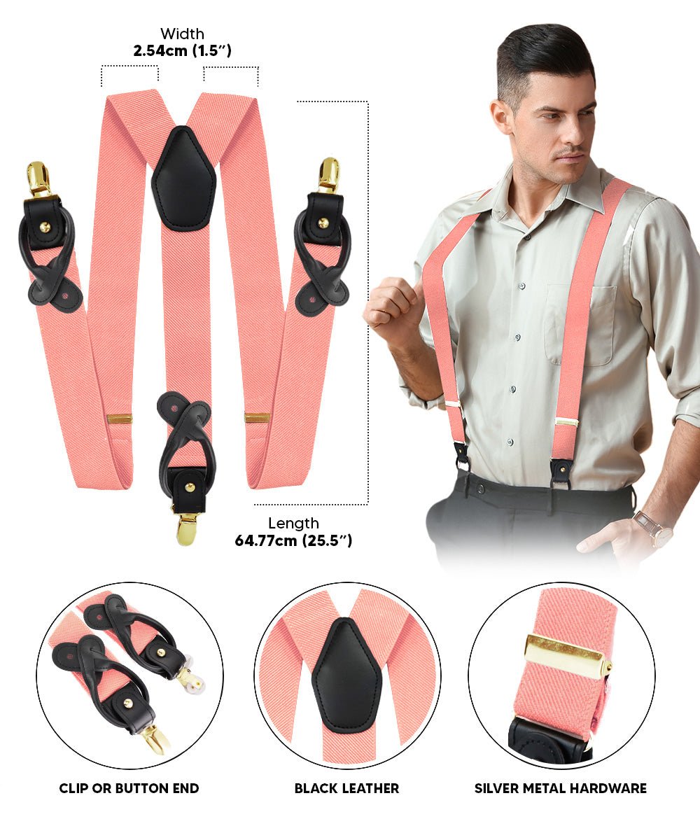 Vittorio Farina Men's Convertible Suspender in Gift Box: 70% Polyester & 30% Elastomer - Suits You Sir - Blush - Gold