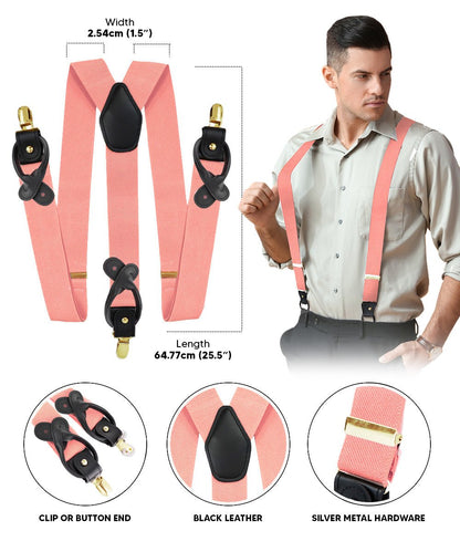 Vittorio Farina Men's Convertible Suspender in Gift Box: 70% Polyester & 30% Elastomer - Suits You Sir - Blush - Gold