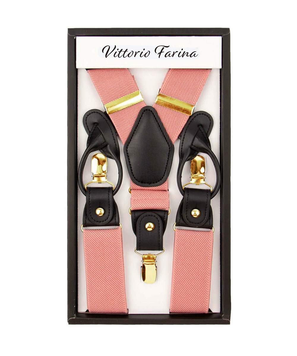 Vittorio Farina Men's Convertible Suspender in Gift Box: 70% Polyester & 30% Elastomer - Suits You Sir - Blush - Gold