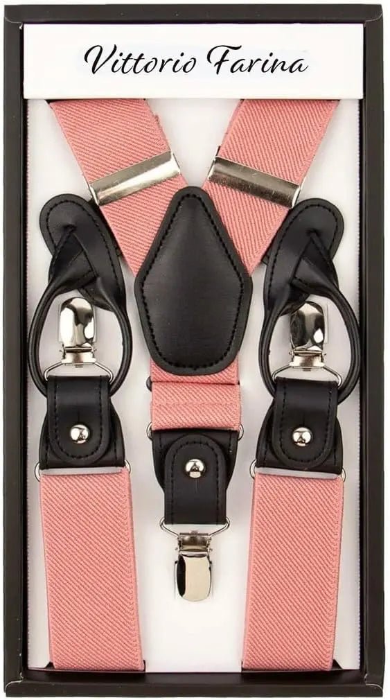 Vittorio Farina Men's Convertible Suspender in Gift Box: 70% Polyester & 30% Elastomer - Suits You Sir - Blush - Silver
