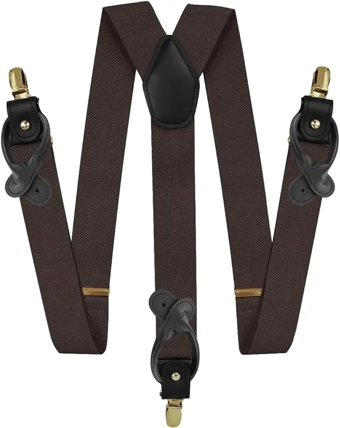 Vittorio Farina Men's Convertible Suspender in Gift Box: 70% Polyester & 30% Elastomer - Suits You Sir - Brown - Gold