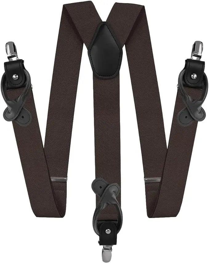 Vittorio Farina Men's Convertible Suspender in Gift Box: 70% Polyester & 30% Elastomer - Suits You Sir - Brown - Silver