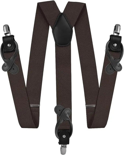 Vittorio Farina Men's Convertible Suspender in Gift Box: 70% Polyester & 30% Elastomer - Suits You Sir - Brown - Silver