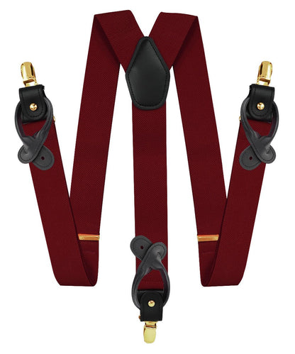 Vittorio Farina Men's Convertible Suspender in Gift Box: 70% Polyester & 30% Elastomer - Suits You Sir - Burgundy - Gold